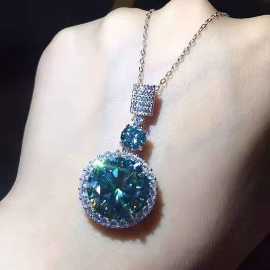 Pendant Necklace - Moissanite for Women 6 Carat Green S925 Sterling Silver Clavicle Chain - main product view