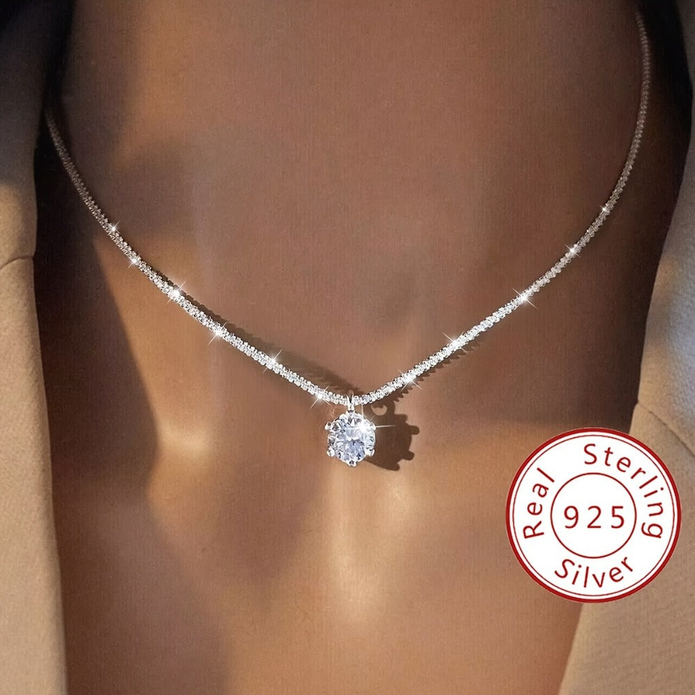 Pendant Necklace - Moissanite 925 Sterling Silver 1CT Exquisite Luxury Diamond Alternative - main product view