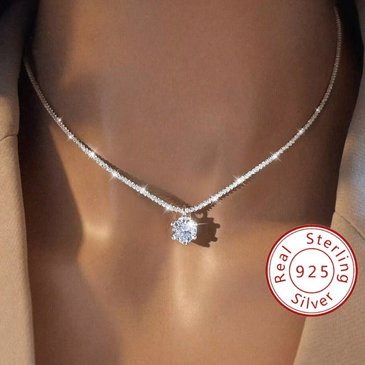 Pendant Necklace - Moissanite 925 Sterling Silver 1CT Exquisite Luxury Diamond Alternative - main product view