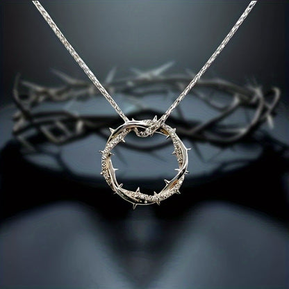 Pendant Necklace - Moissanite Ring 925 Silver 1 Carat Thorn Design Sparkling Diamond - main product view