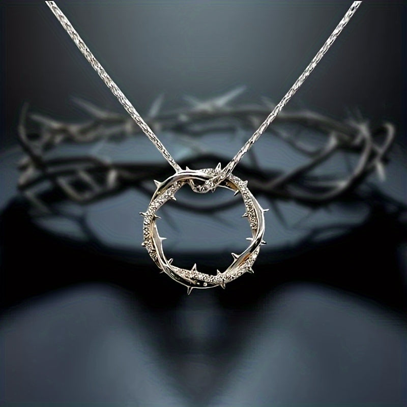 Pendant Necklace - Moissanite Ring 925 Silver 1 Carat Thorn Design Sparkling Diamond - product detail view 8