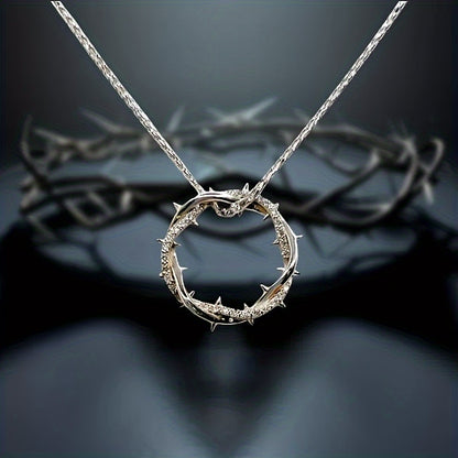 Pendant Necklace - Moissanite Ring 925 Silver 1 Carat Thorn Design Sparkling Diamond - product detail view 8