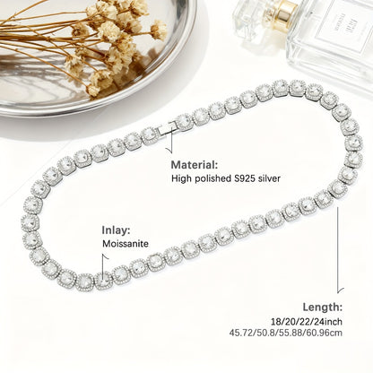 Pendant Necklace - Moissanite S925 Sterling Silver 12mm Square Cut Large Stone Luxury Iced - product detail view 6