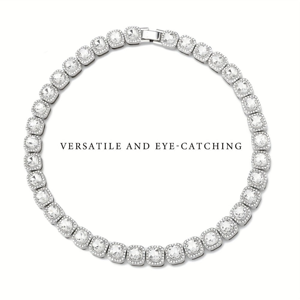 Pendant Necklace - Moissanite S925 Sterling Silver 12mm Square Cut Large Stone Luxury Iced - product detail view 9