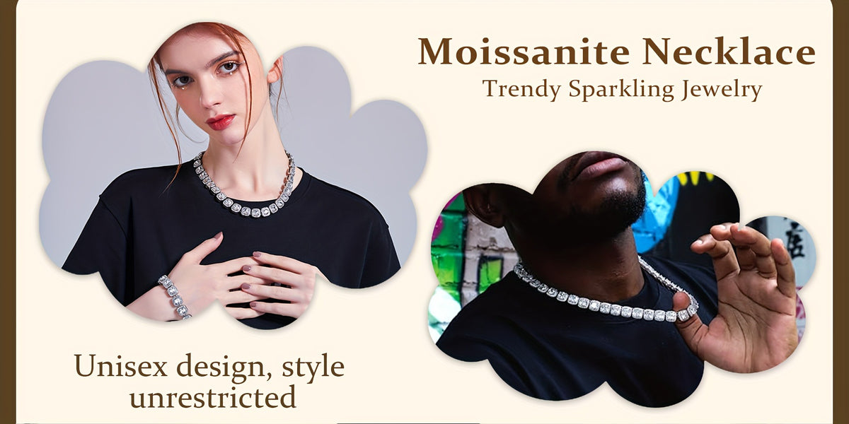 Pendant Necklace - Moissanite S925 Sterling Silver 12mm Square Cut Large Stone Luxury Iced - product detail view 13