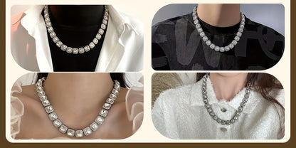 Pendant Necklace - Moissanite S925 Sterling Silver 12mm Square Cut Large Stone Luxury Iced - product detail view 21