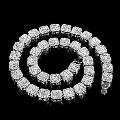 Pendant Necklace - Moissanite S925 Sterling Silver 12mm Square Cut Large Stone Luxury Iced - product detail view 22