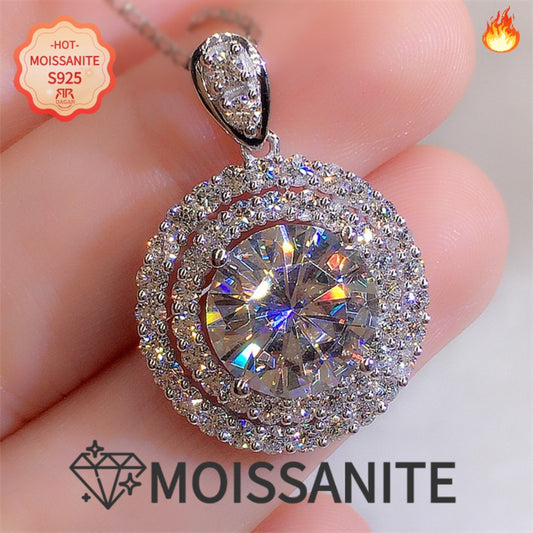 Pendant Necklace - Moissanite S925 Sterling Silver 5 Carat - Sparkling Diamond Alternative - main product view