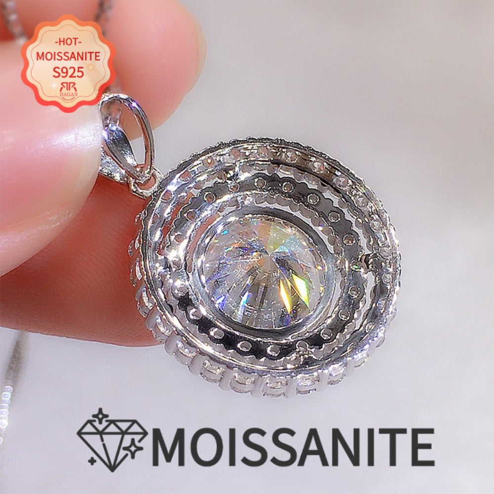 Pendant Necklace - Moissanite S925 Sterling Silver 5 Carat - Sparkling Diamond Alternative - product detail view 5