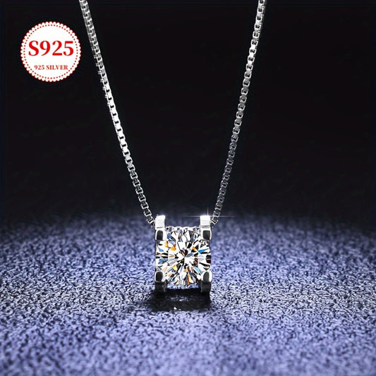Pendant Necklace - Moissanite S925 Sterling Silver for Women - Classic Sparkling Diamond - main product view