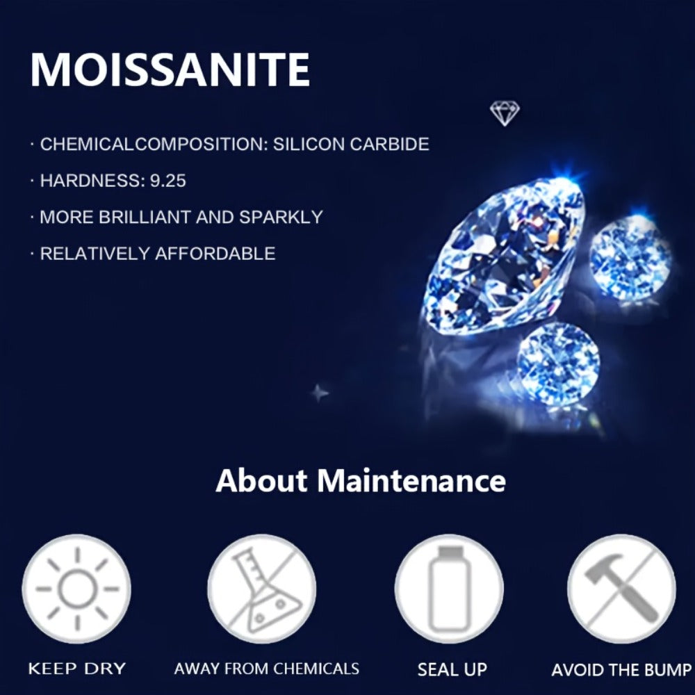Pendant Necklace - Moissanite S925 Sterling Silver for Women - Classic Sparkling Diamond - product detail view 6