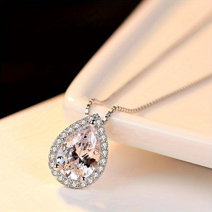 Pendant Necklace - Moissanite Water Drop 3CT 925 Sterling Silver Teardrop Lab Moissanite for - product detail view 8