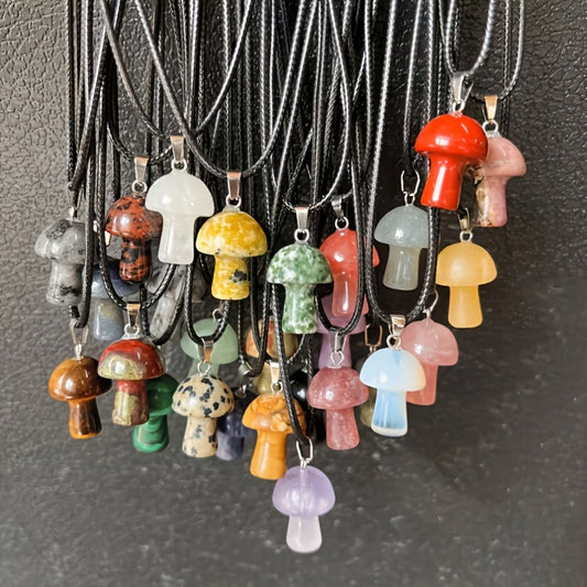 Pendant Necklace - Mushroom Crystal Stone Set 20pcs Mini Random Assorted Colorful Sparkling - main product view