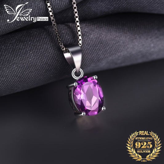Pendant Necklace - Natural Gemstone 925 Sterling Silver Oval Cut Amethyst Citrine Garnet - main product view