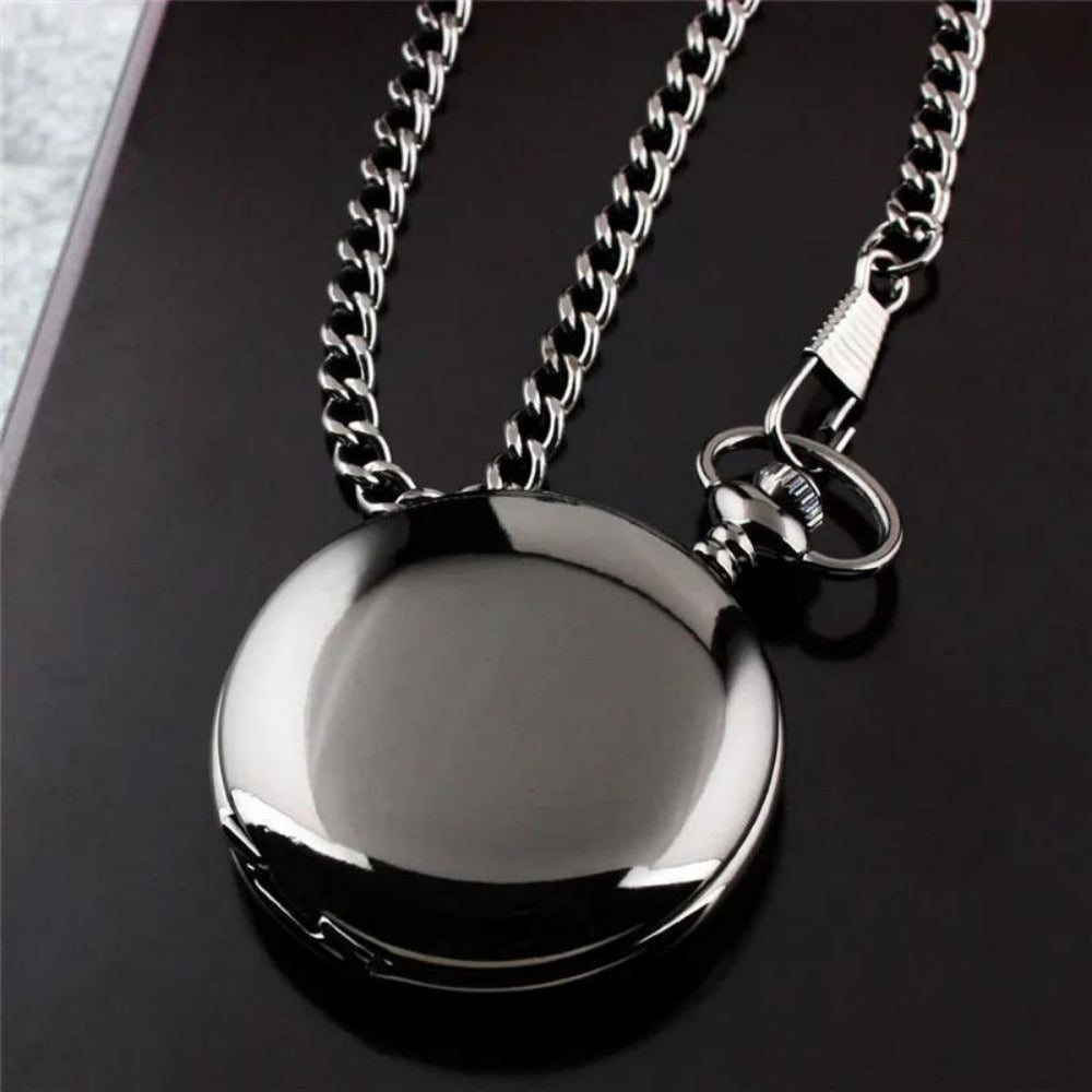 Pendant Necklace - Pocket Watch Black Quartz Vintage Arabic Numeral Dial Meaningful Gift for - product detail view 5
