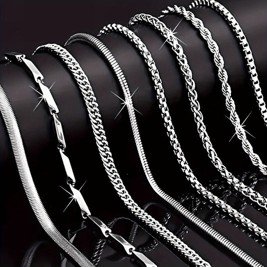 Pendant Necklace - Men's Set 8 Piece Layered Chain Pack for Men Casual Hip Hop Streetwear - main product view