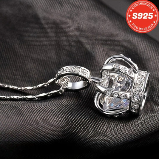 Pendant Necklace - S925 Sterling Silver Crown | 5A Cubic Zirconia Sparkling Royal Crown Charm - main product view