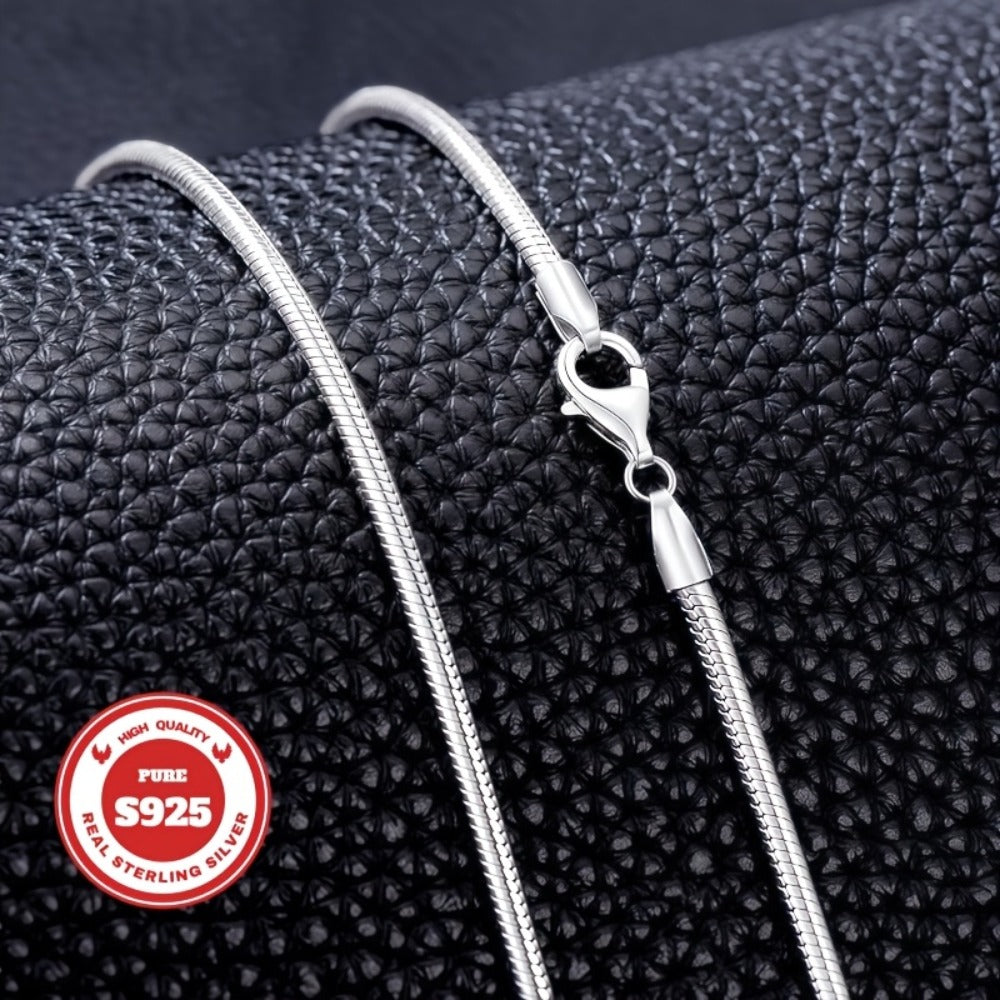 Pendant Necklace - S925 Sterling Silver Snake Chain for Men & Women Round Snake Bone Link - main product view
