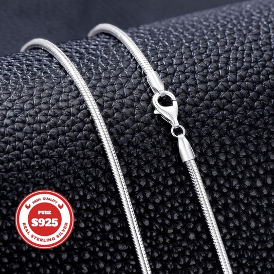 Pendant Necklace - S925 Sterling Silver Snake Chain for Men & Women Round Snake Bone Link - main product view
