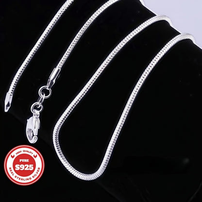 Pendant Necklace - S925 Sterling Silver Snake Chain for Men & Women Round Snake Bone Link - product detail view 3