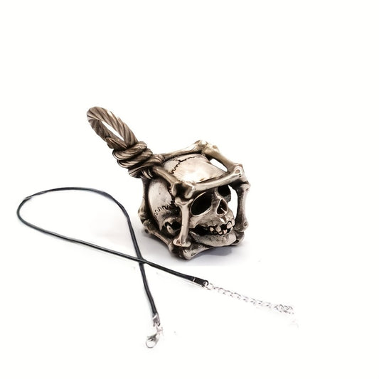 Pendant Necklace - Skull Hip Hop Dark Gothic Imprisoned Skull Cage Key Chain Vintage Couple - main product view