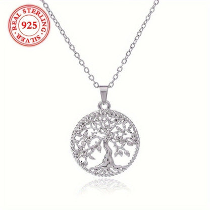 Pendant Necklace - Tree of Life for Women 925 Sterling Silver Hypoallergenic Elegant Chain - product detail view 2