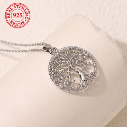 Pendant Necklace - Tree of Life for Women 925 Sterling Silver Hypoallergenic Elegant Chain - product detail view 4