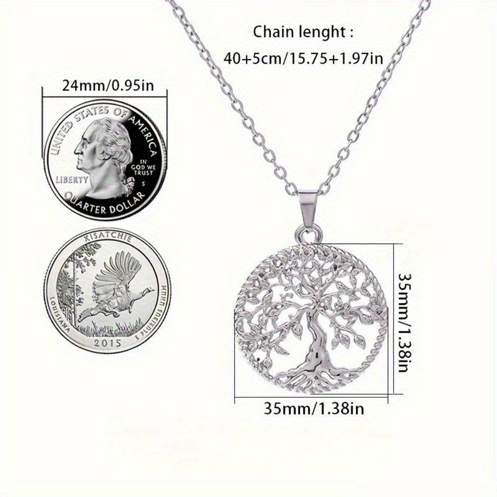 Pendant Necklace - Tree of Life for Women 925 Sterling Silver Hypoallergenic Elegant Chain - product detail view 5