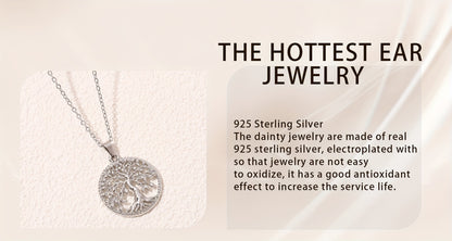 Pendant Necklace - Tree of Life for Women 925 Sterling Silver Hypoallergenic Elegant Chain - product detail view 8