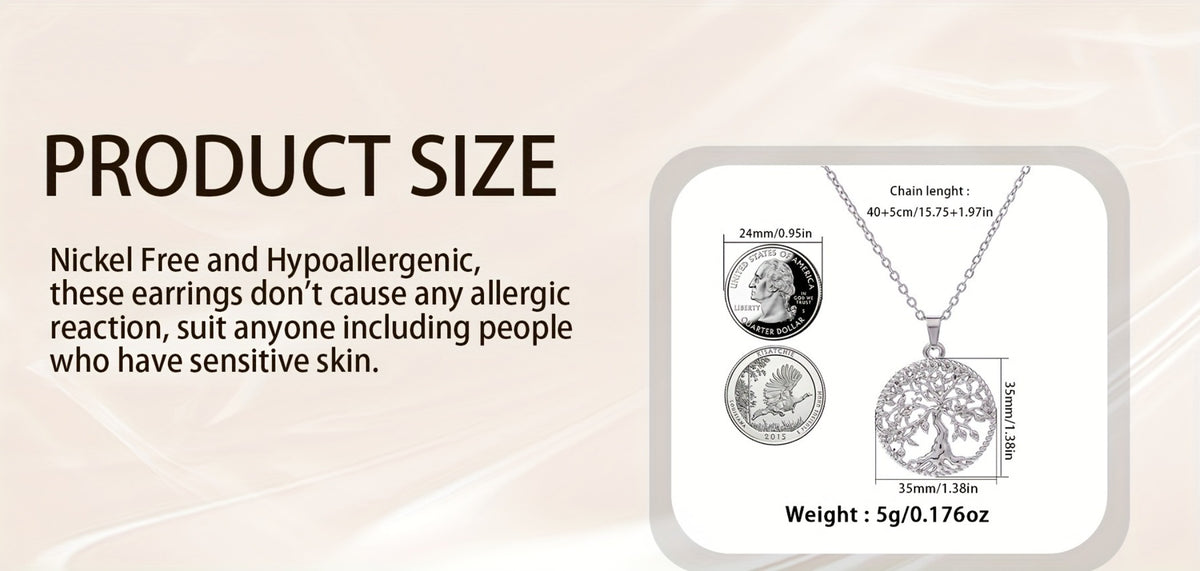 Pendant Necklace - Tree of Life for Women 925 Sterling Silver Hypoallergenic Elegant Chain - product detail view 9