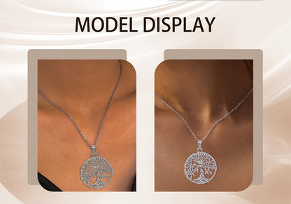Pendant Necklace - Tree of Life for Women 925 Sterling Silver Hypoallergenic Elegant Chain - product detail view 10