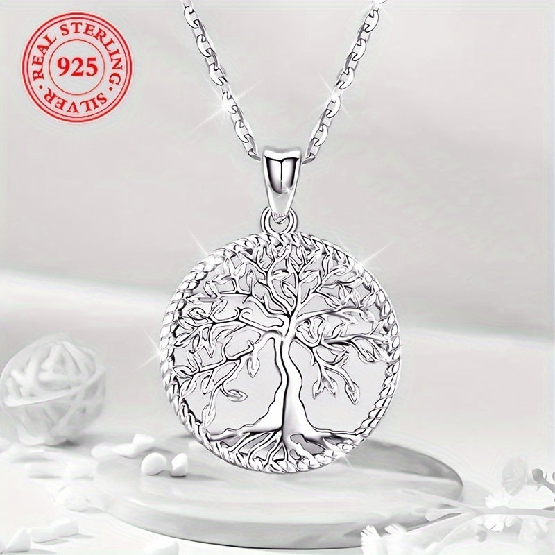 Pendant Necklace - Tree of Life for Women 925 Sterling Silver Hypoallergenic Elegant Chain - product detail view 12