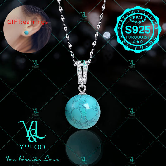 Pendant Necklace - Turquoise S925 Sterling Silver Natural Genuine Turquoise 18+2 Inch - main product view