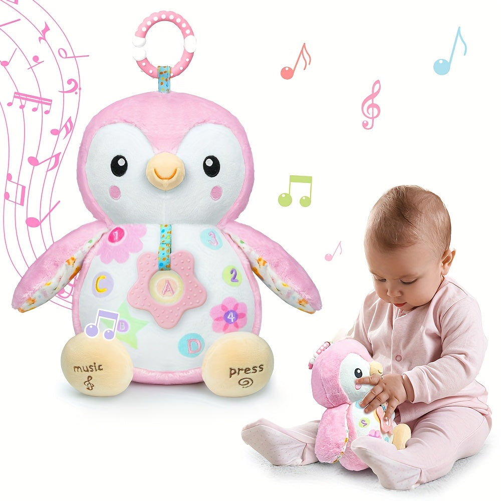 Penguin Baby Plush Toy with Rattle – Crinkle Sensory Soother – main product image