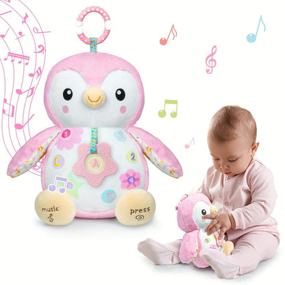 Penguin Baby Plush Toy with Rattle – Crinkle Sensory Soother – main product image