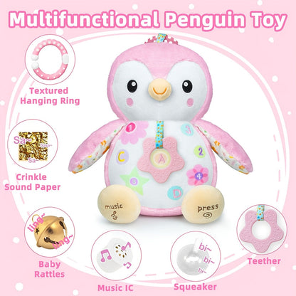 Penguin Baby Plush Toy with Rattle – Crinkle Sensory Soother – view 3