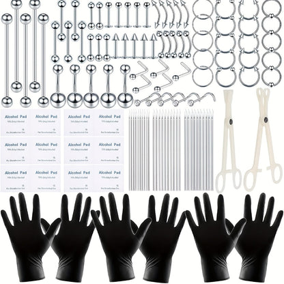 Piercing Kit - Professional Body 120pcs - Stainless Steel 14G 16G Belly Nose Lip Septum - product detail view 3
