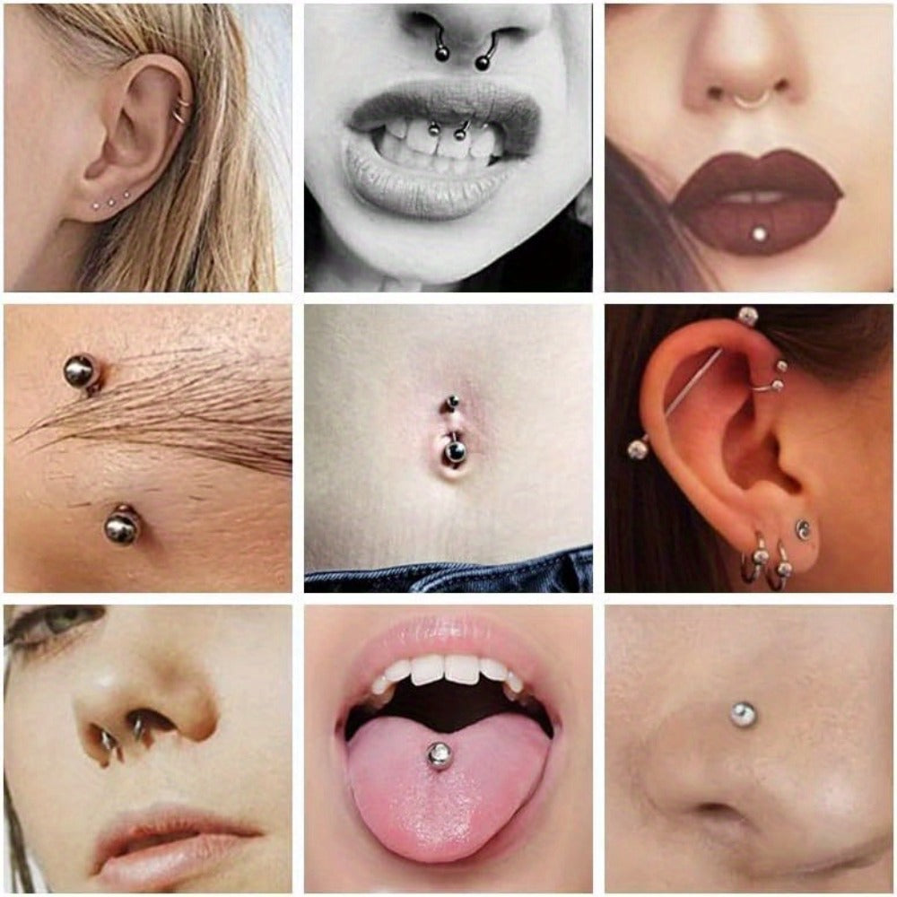 Piercing Kit - Professional Body 120pcs - Stainless Steel 14G 16G Belly Nose Lip Septum - product detail view 12