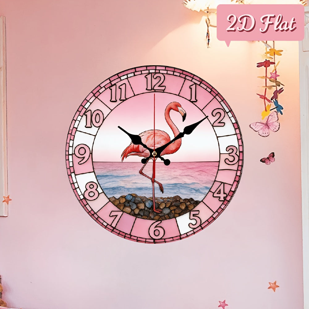 Pink Flamingo Beach Wall Clock - Silent Non-Ticking 10-Inch Design – view 2