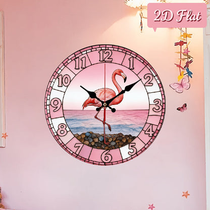 Pink Flamingo Beach Wall Clock - Silent Non-Ticking 10-Inch Design – view 2