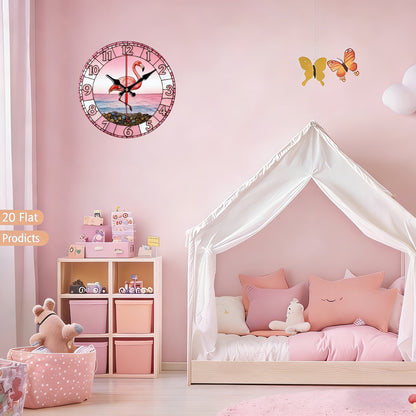 Pink Flamingo Beach Wall Clock - Silent Non-Ticking 10-Inch Design – view 4