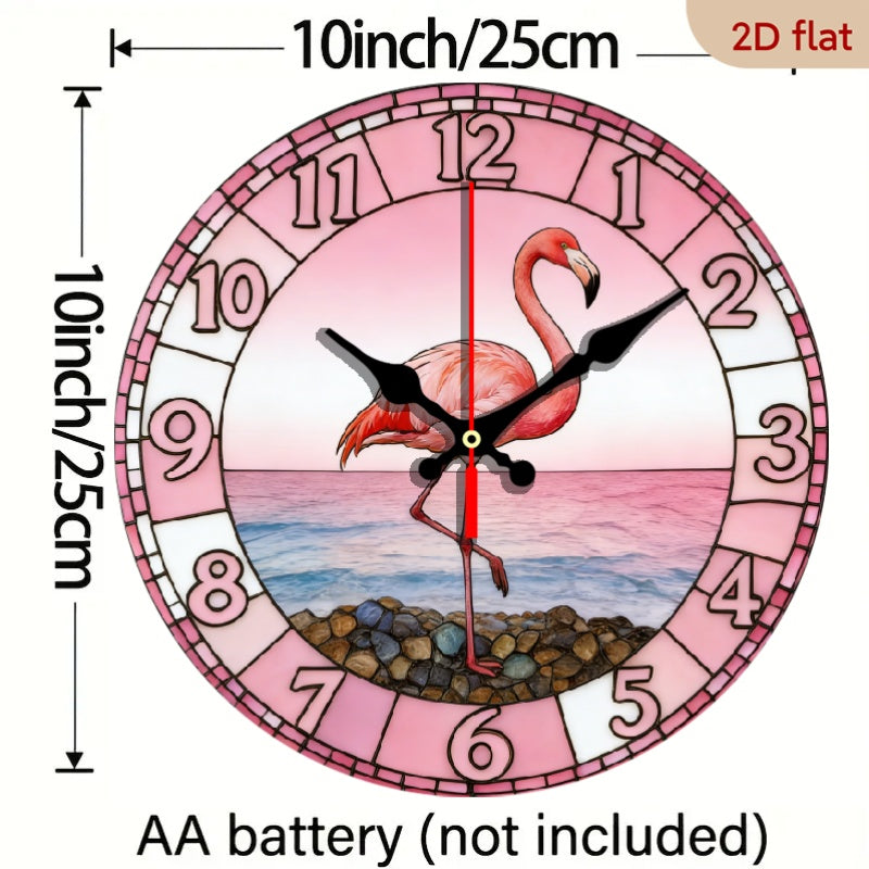 Pink Flamingo Beach Wall Clock - Silent Non-Ticking 10-Inch Design – view 5