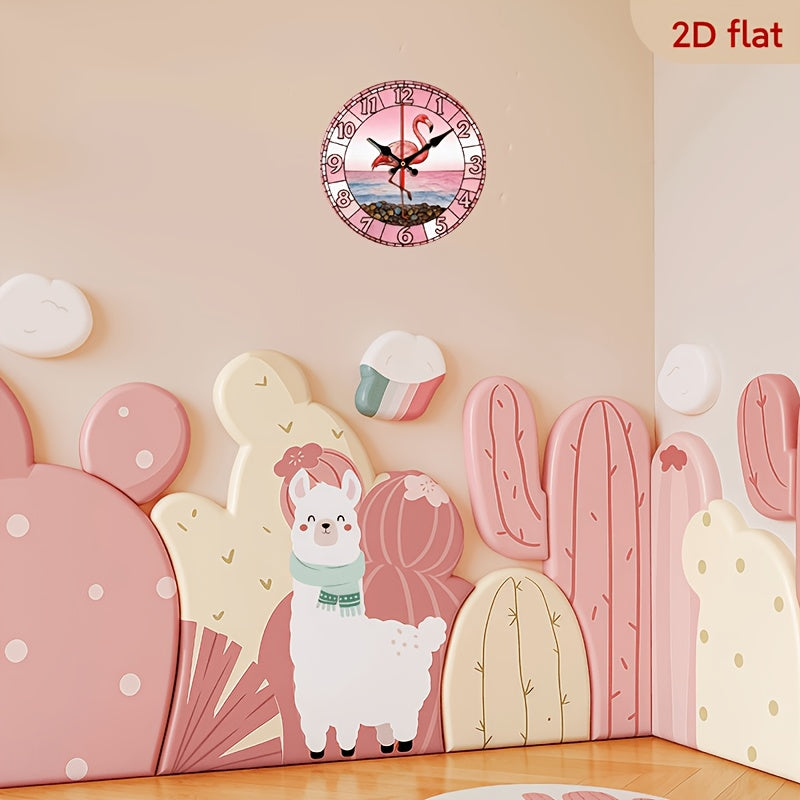 Pink Flamingo Beach Wall Clock - Silent Non-Ticking 10-Inch Design – view 6