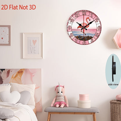 Pink Flamingo Beach Wall Clock - Silent Non-Ticking 10-Inch Design – view 7