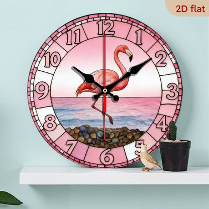 Pink Flamingo Beach Wall Clock - Silent Non-Ticking 10-Inch Design – Pink option – view 3