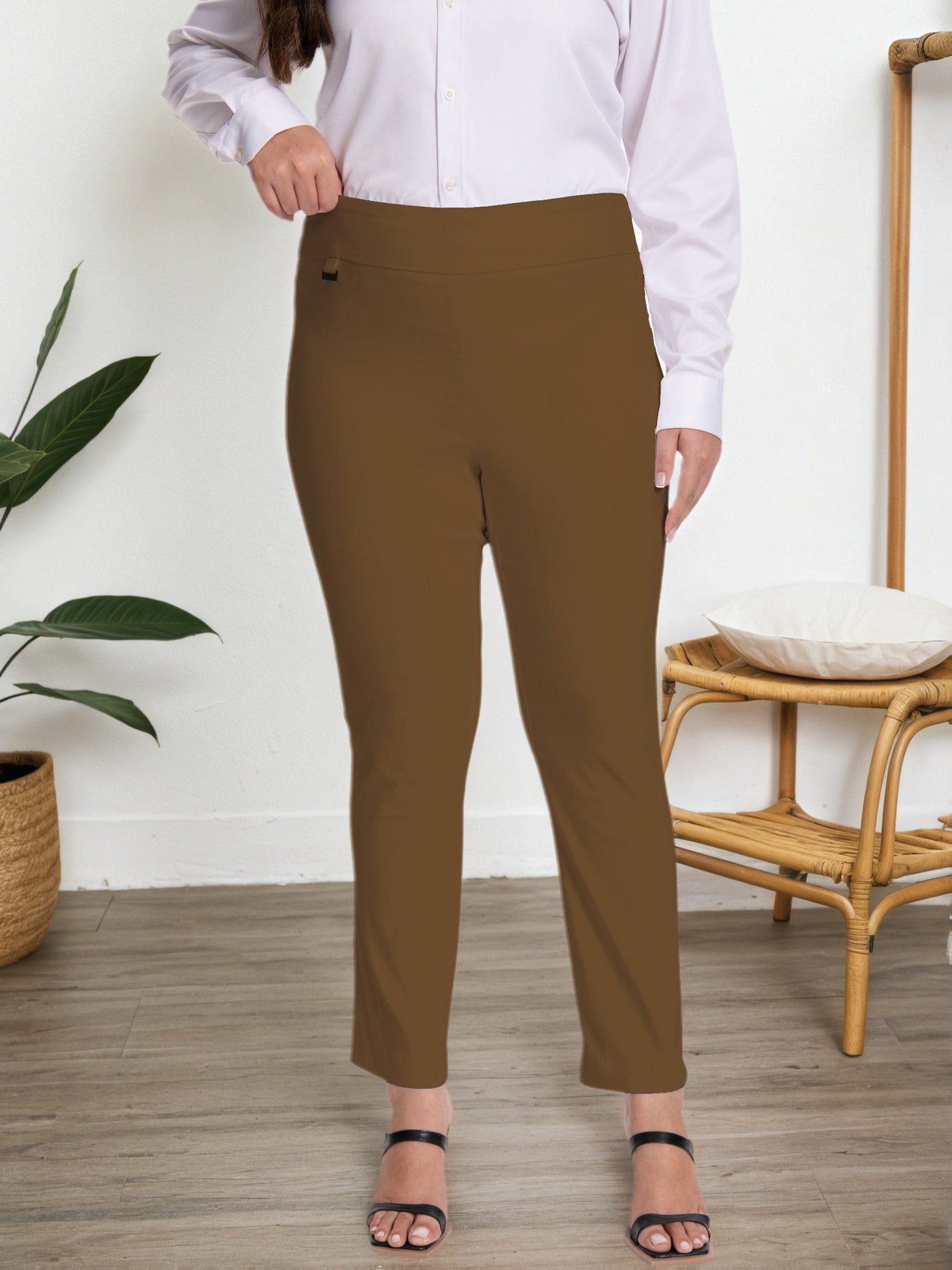Plus Size Plus Size Women Pull on Pant with Silver During Super Stretch Soft – view 3