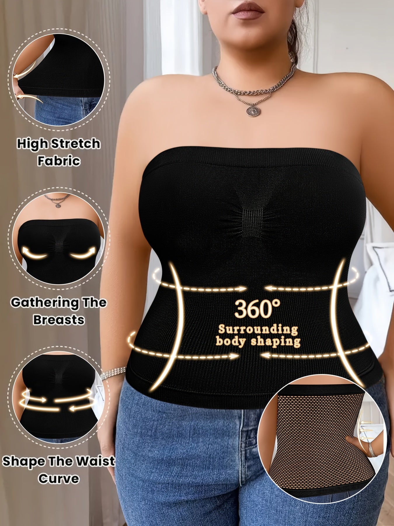 Plus Size Tummy Control Bodysuit for Women Comfortable Breathable Shapewear – view 8