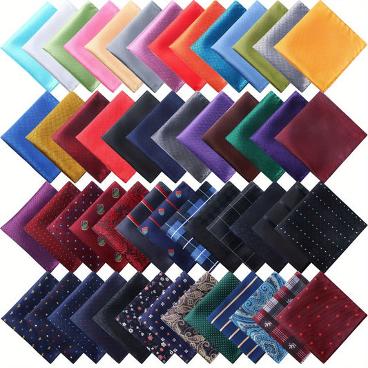 Pocket Squares - for Men 52pcs Bulk Set - Soft Woven Handkerchief Suit Accessories 9x9 Inch - main product view