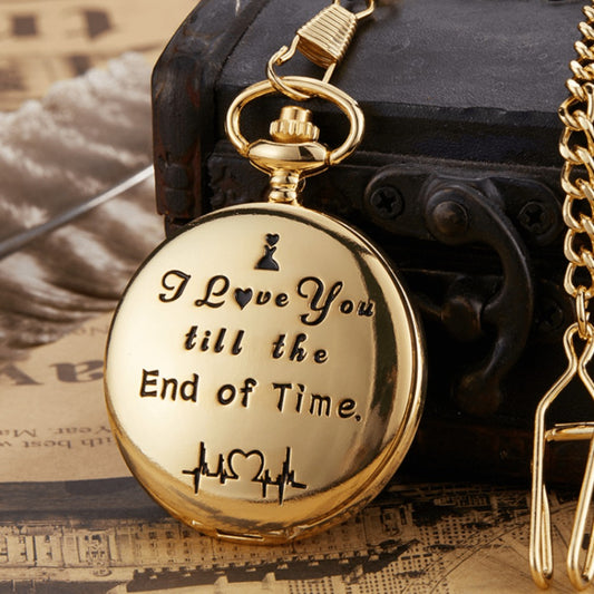 Pocket Watch - with Fob Chain I Love You Till the End of Time Romantic Engraved Gift for - main product view