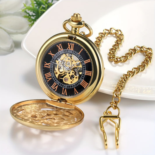 Pocket Watch - Mechanical for Men Hollow Hands, Hand-Winding Movement, Gold & Silver Case - main product view